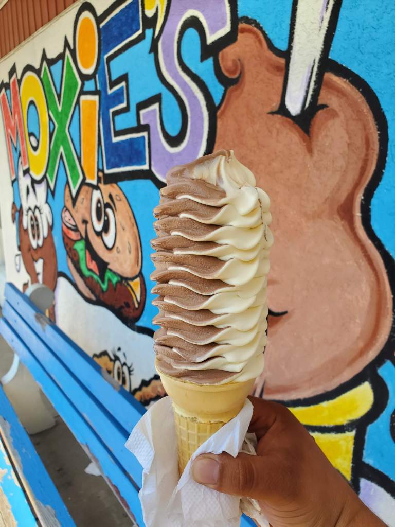 Moxie's Creamery Soft Serve twist cone